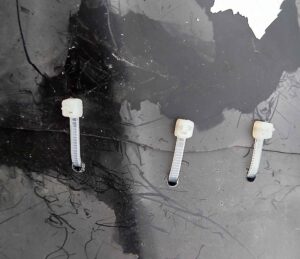 Bumper fascia repaired with cable ties